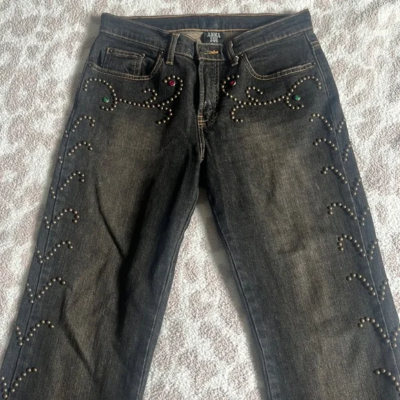 Anna Sui Studded Embellished Bootcut Jeans - Picture 2 of 8